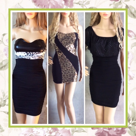 🌺3PC DRESSES MINI SHORT ANIMAL PRINT SMALL LEOPARD PETITE SET BUNDLE DRESS TEEN - Picture 1 of 8